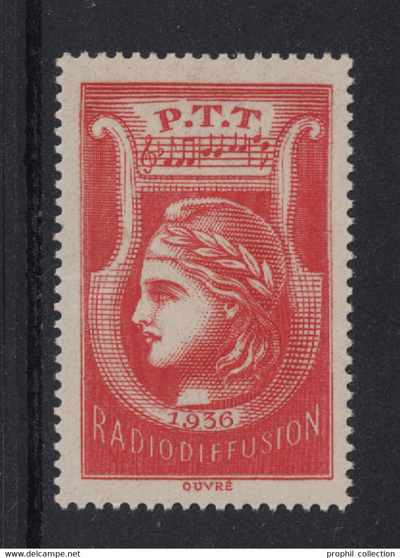 TIMBRE FRANCE FISCAL De RADIODIFFUSION NEUF ** MNH LUXE 1936 (ROUGE) - Radio-uitzending