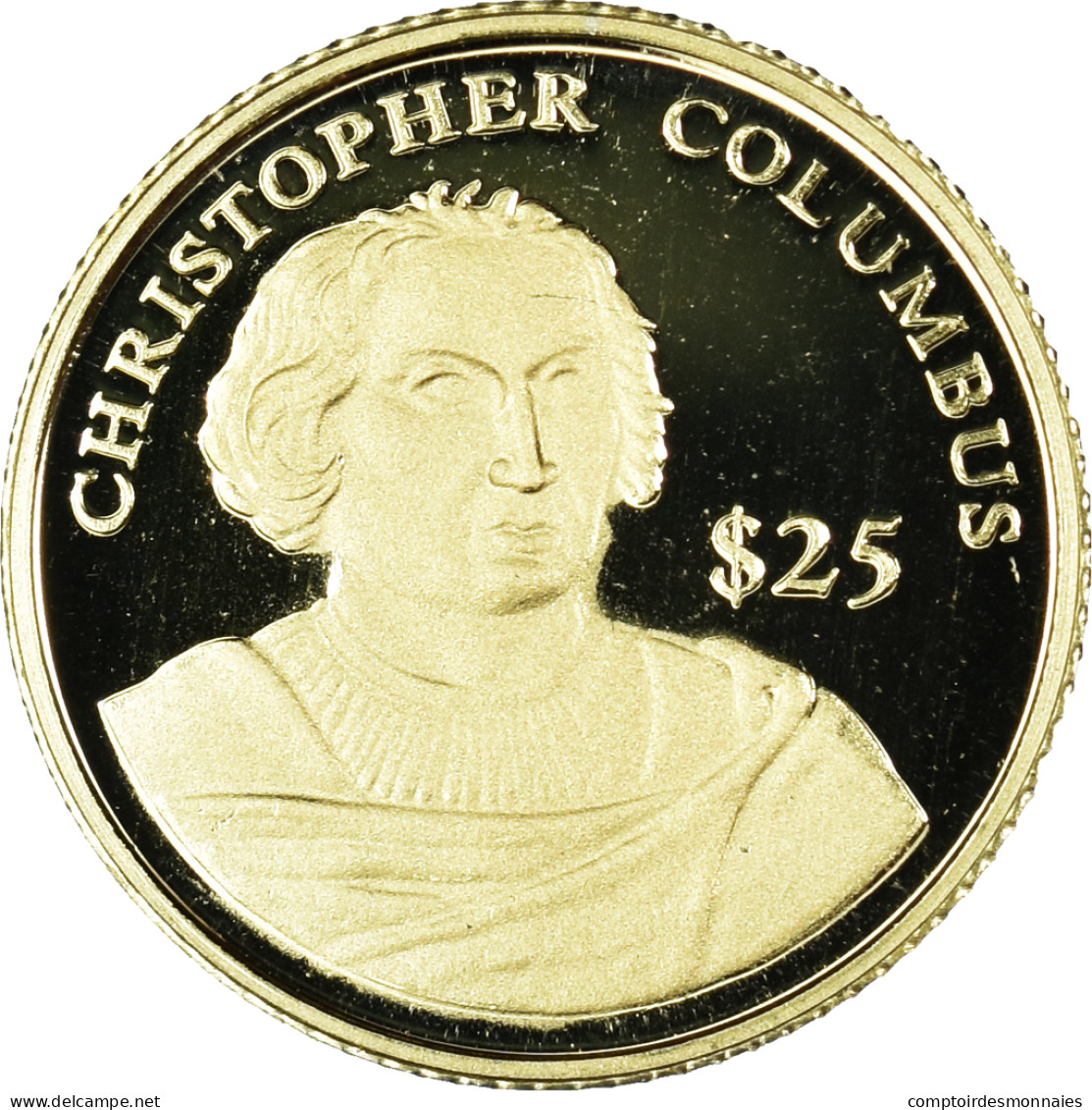 Monnaie, Libéria, Christophe Colomb, 25 Dollars, 2000, American Mint, FDC, Or - Liberia