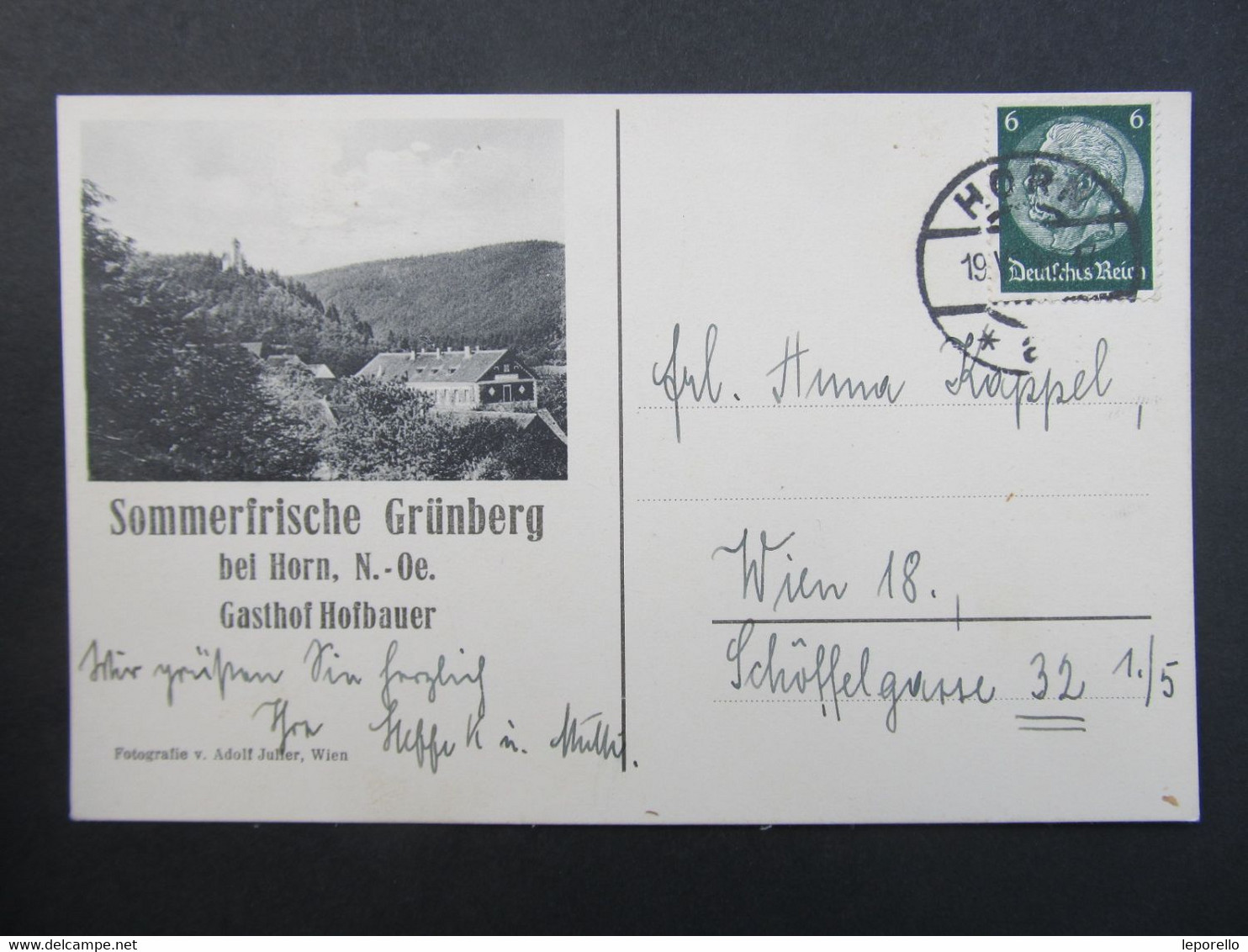 AK GRÜNBERG B. HORN Gasthof Hofbauer 1940 // D*53858 - Horn