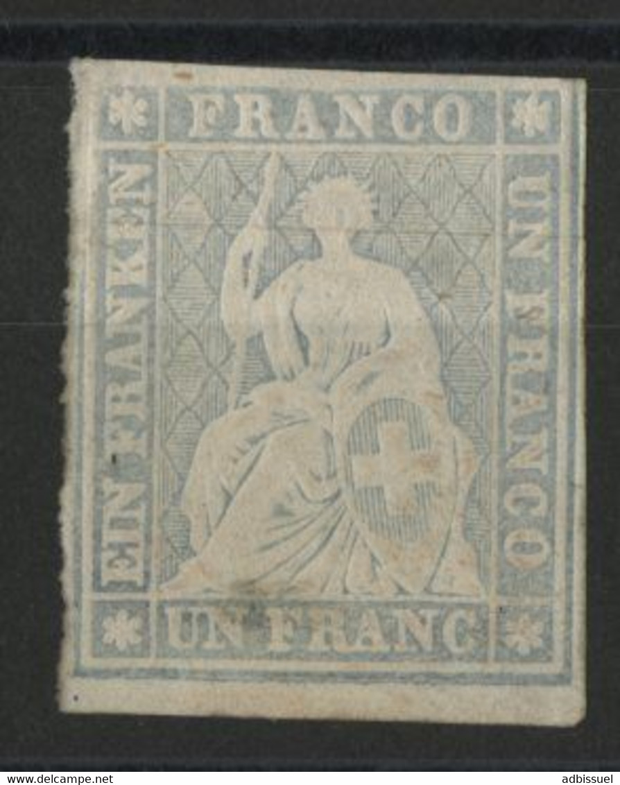 HELVETIA Assise Non Dentelé N° 31 (Zu 27C) Cote 900 €, Oblitérés, Fil De Soie Et Papier Moyen. - Used Stamps