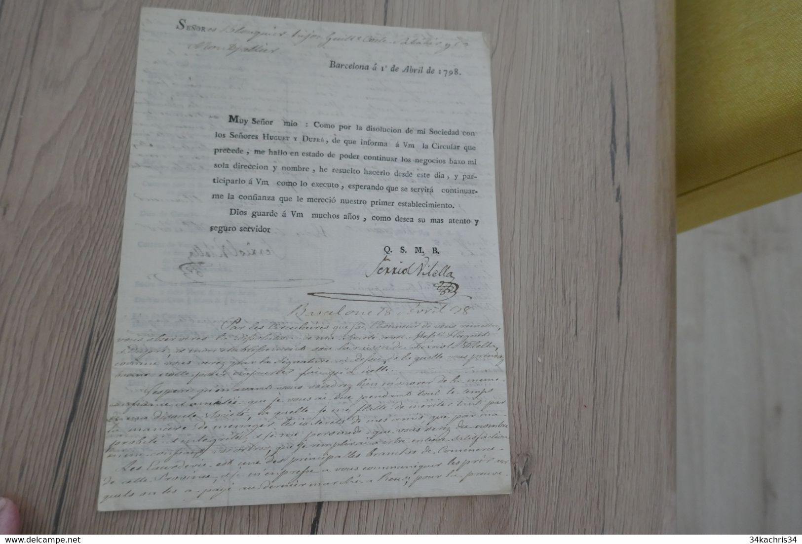 Barcelona Espagne  Dissolution Entreprise 1798/1804 4 Documents - Spain