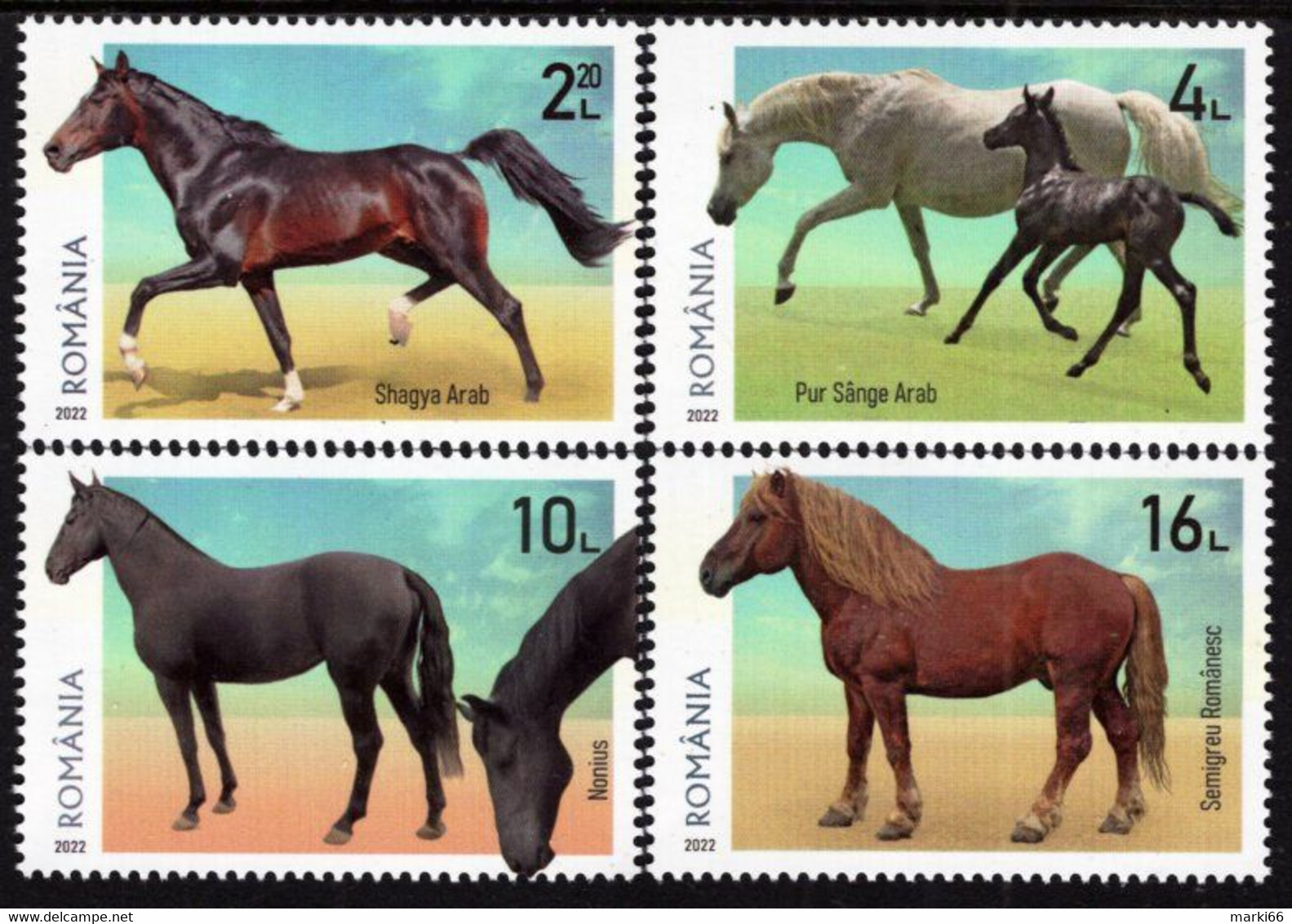 Romania - 2022 - Horse Breeds - Mint Stamp Set - Neufs