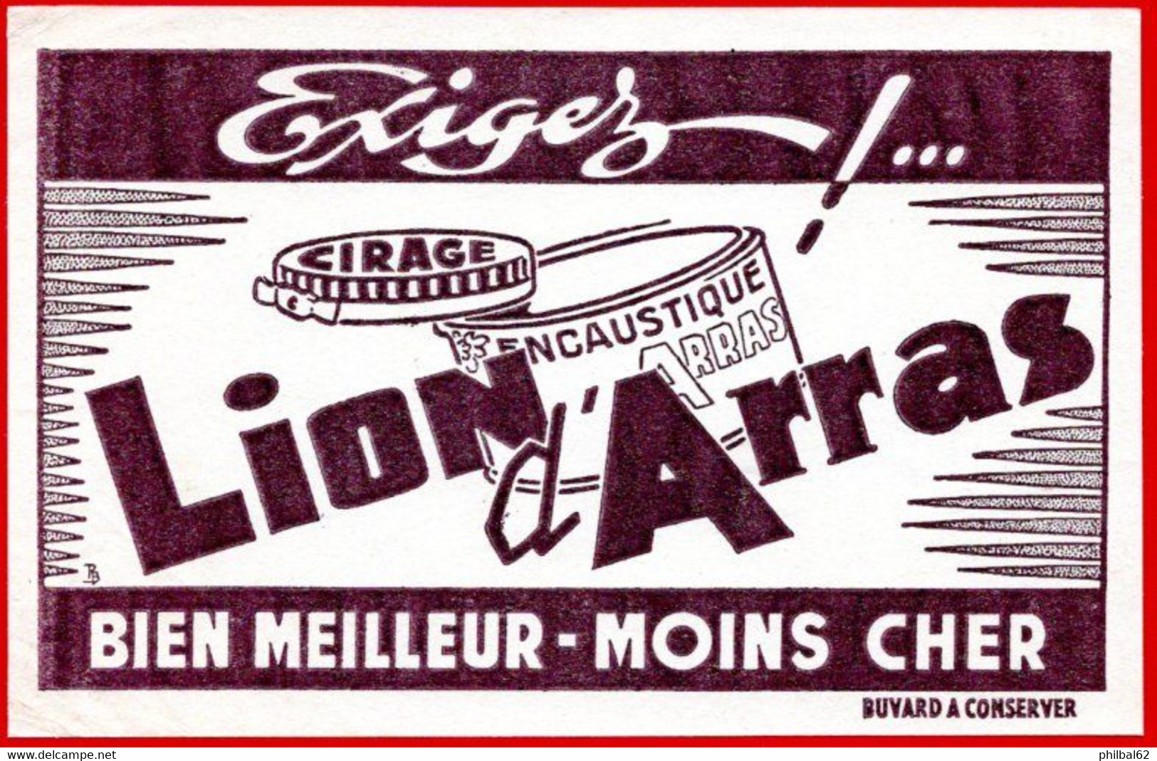 Buvard Lion D'Arras, Cirage, Encaustique. - M