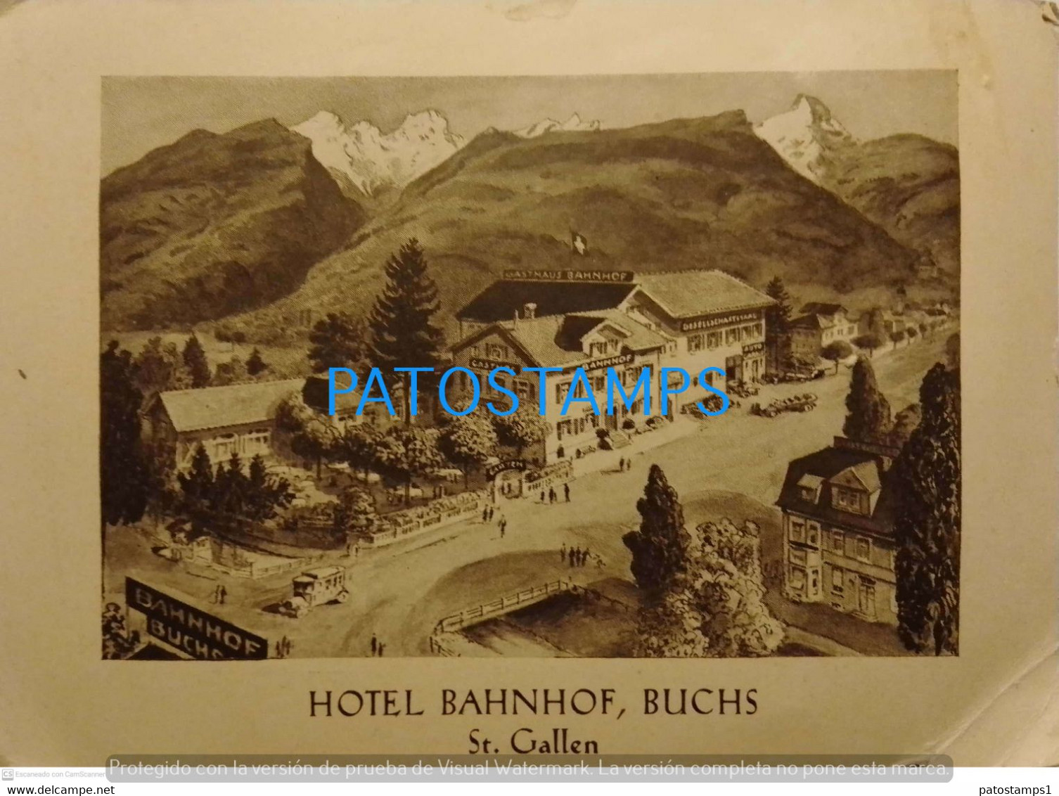 193740 SWITZERLAND BUCHS HOTEL BAHNHOF PUBLICITY BREAK NO POSTAL POSTCARD - Buchs