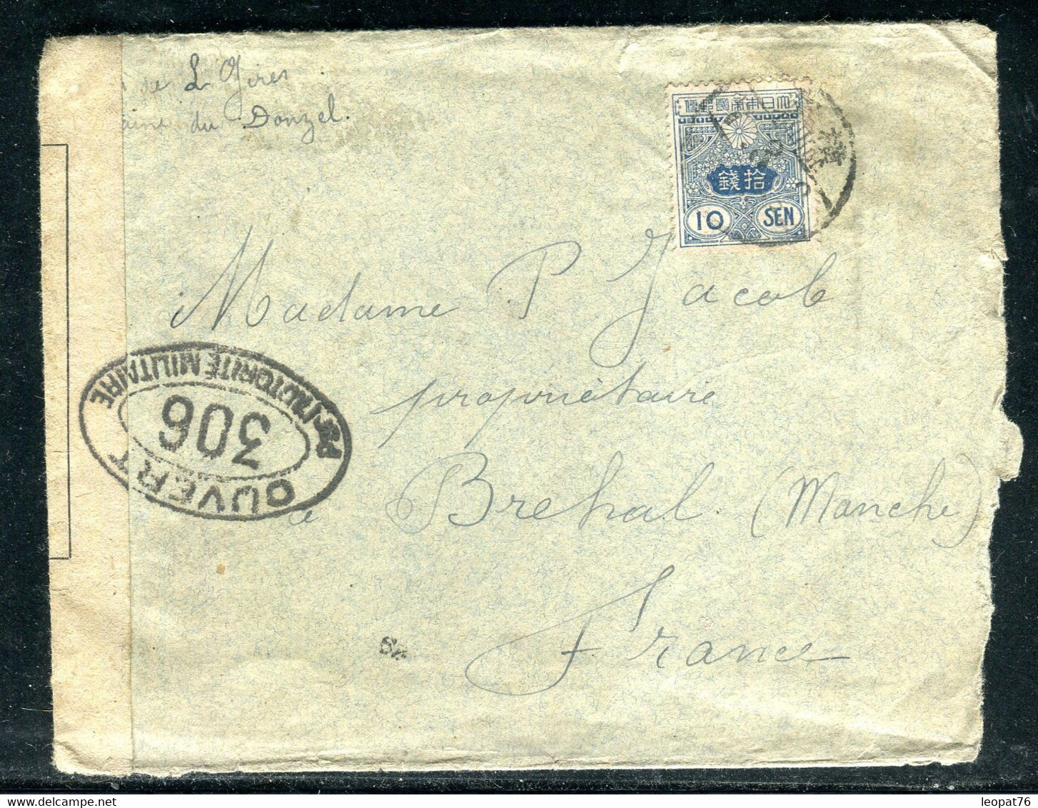 Japon - Enveloppe Pour La France En 1918 Avec Contrôle Postal Français  - O 73 - Covers & Documents