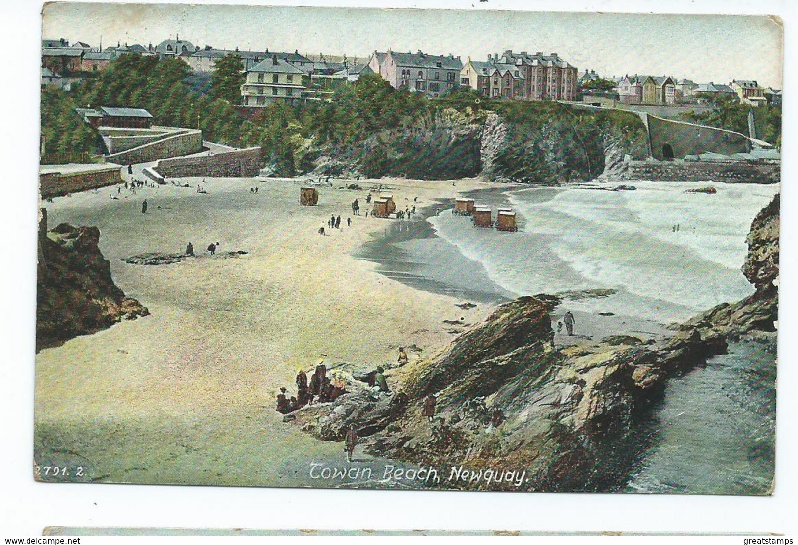 Cornwall Postcard Newquay Towan Posted Stamp Pulled Off. Hartmann To Trenance - Newquay