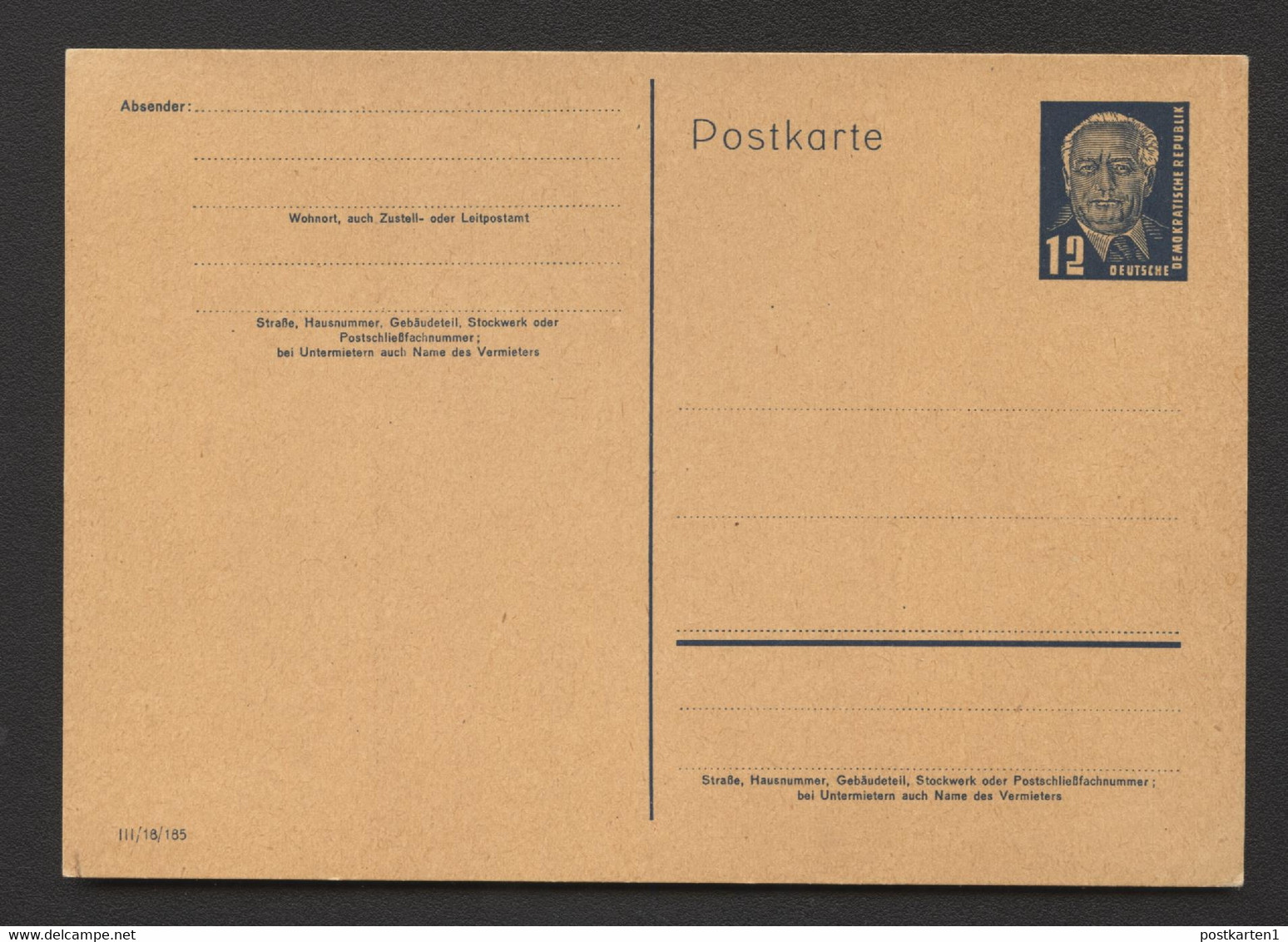 Postkarte P50/03 DV III/18/185 Postfrisch Feinst 1951 Kat.8,00 € - Postales - Nuevos