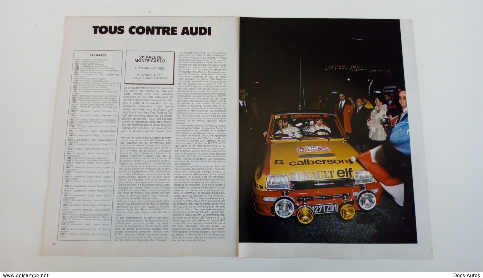 Coupure De Presse De 1982 Rallye De Monte Carlo - Autres & Non Classés