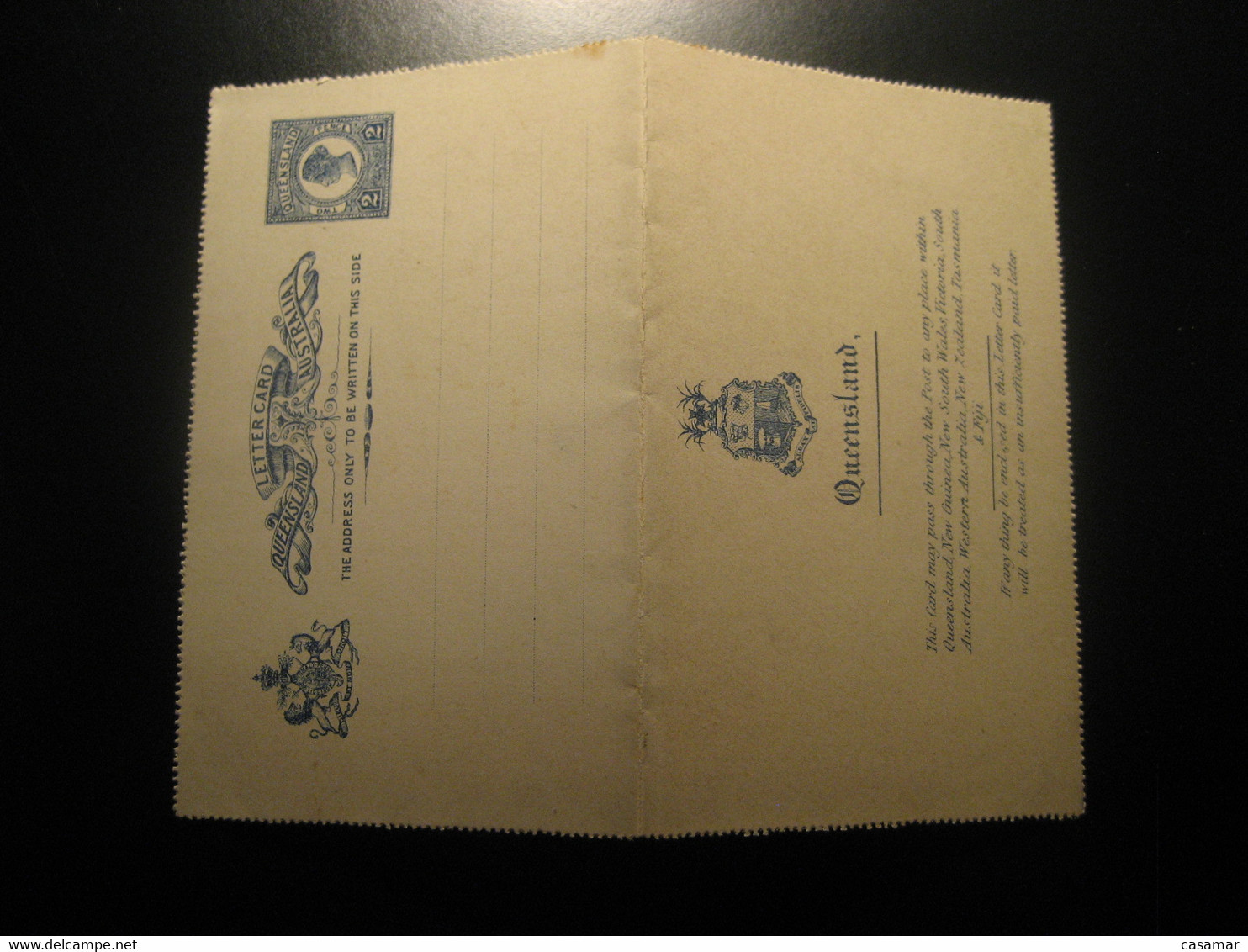 2 Pence QUEENSLAND Trimmed Letter Card AUSTRALIA New Guinea New Zealand Fiji Postal Stationery Card - Covers & Documents