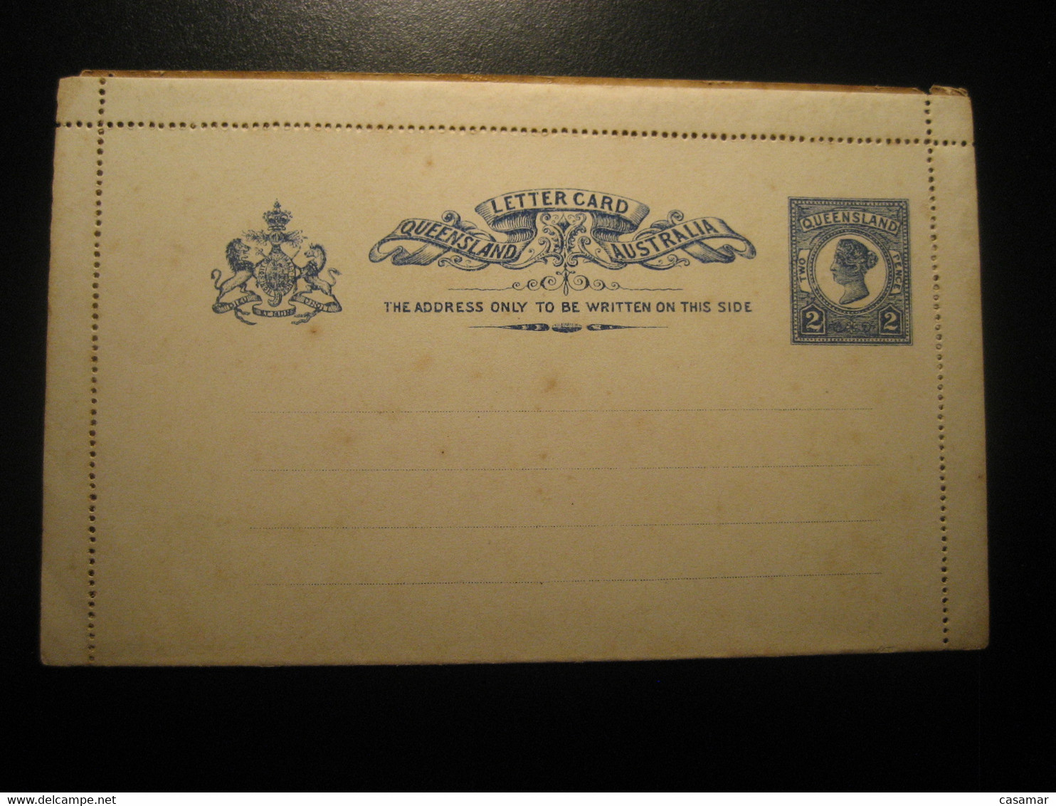 2 Pence QUEENSLAND Cursive Letter Card AUSTRALIA New Guinea New Zealand Fiji Postal Stationery Card - Brieven En Documenten