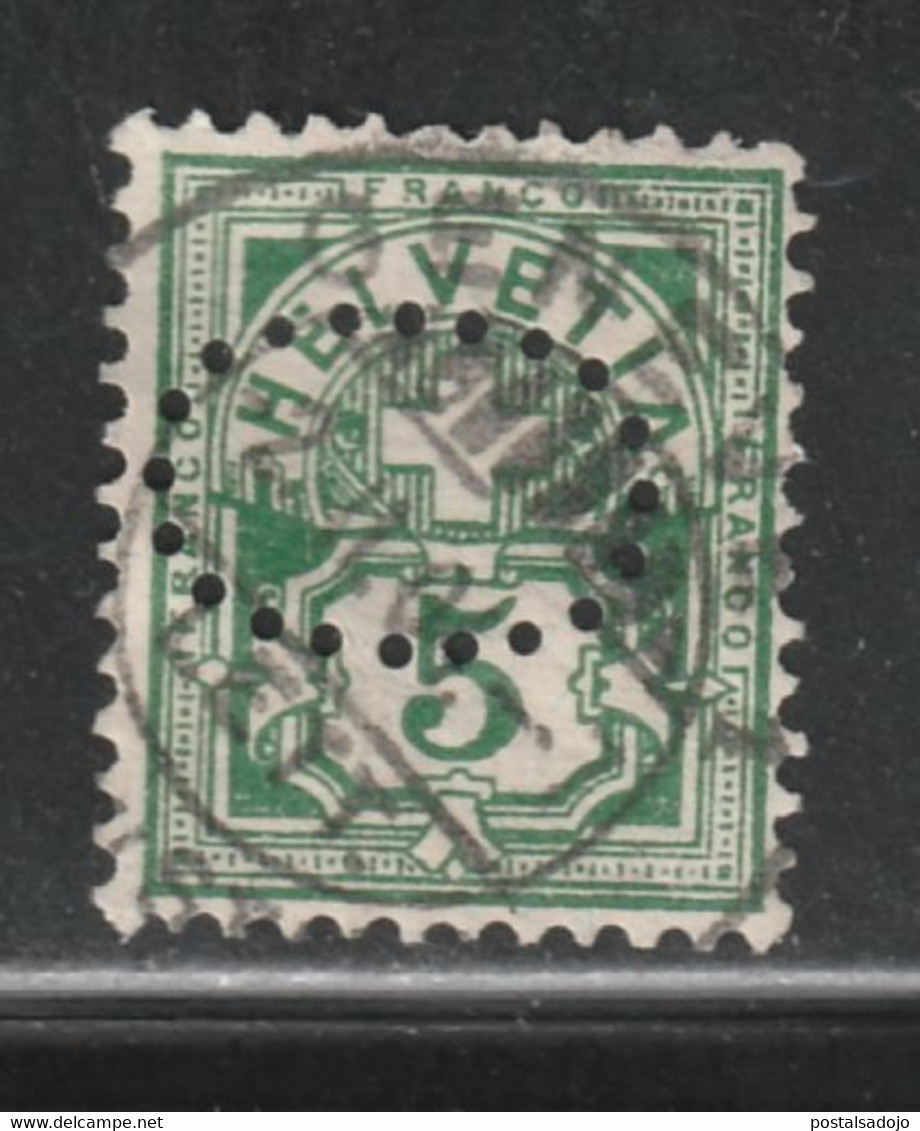 SUISSE 1303 // YVERT 66 (PERF. O) // 1892-99 - Perfins