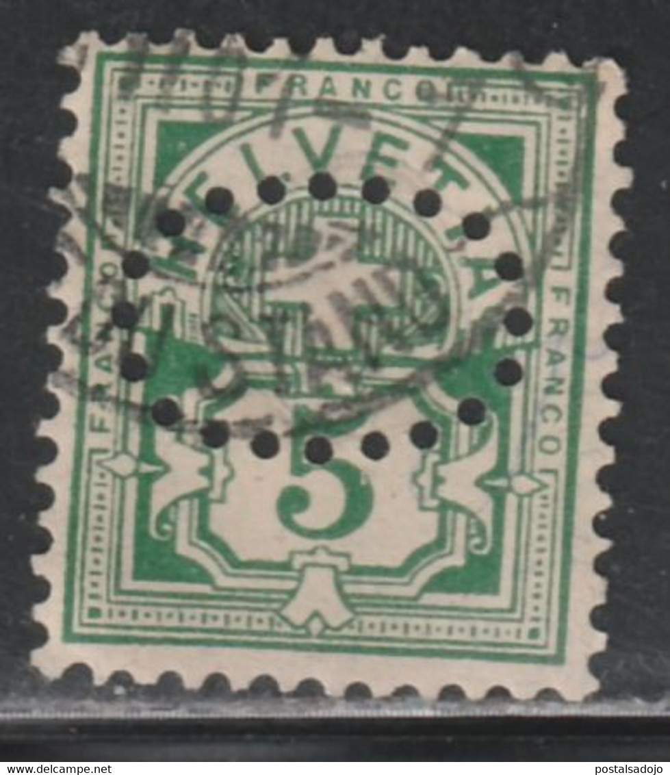 SUISSE 1304 // YVERT 66 (PERF. O) // 1892-99 - Perfins