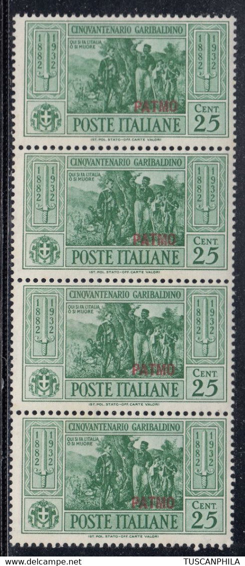 1932 Blocco Di 4 Valori Sass. N. 19 MNH** Cv 280 - Egée (Patmo)