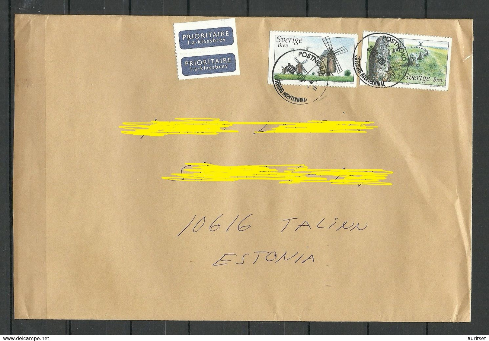 SCHWEDEN Sweden 2022 Air Mail Cover To Estonia Wind Mill Windmühle Etc. - Briefe U. Dokumente