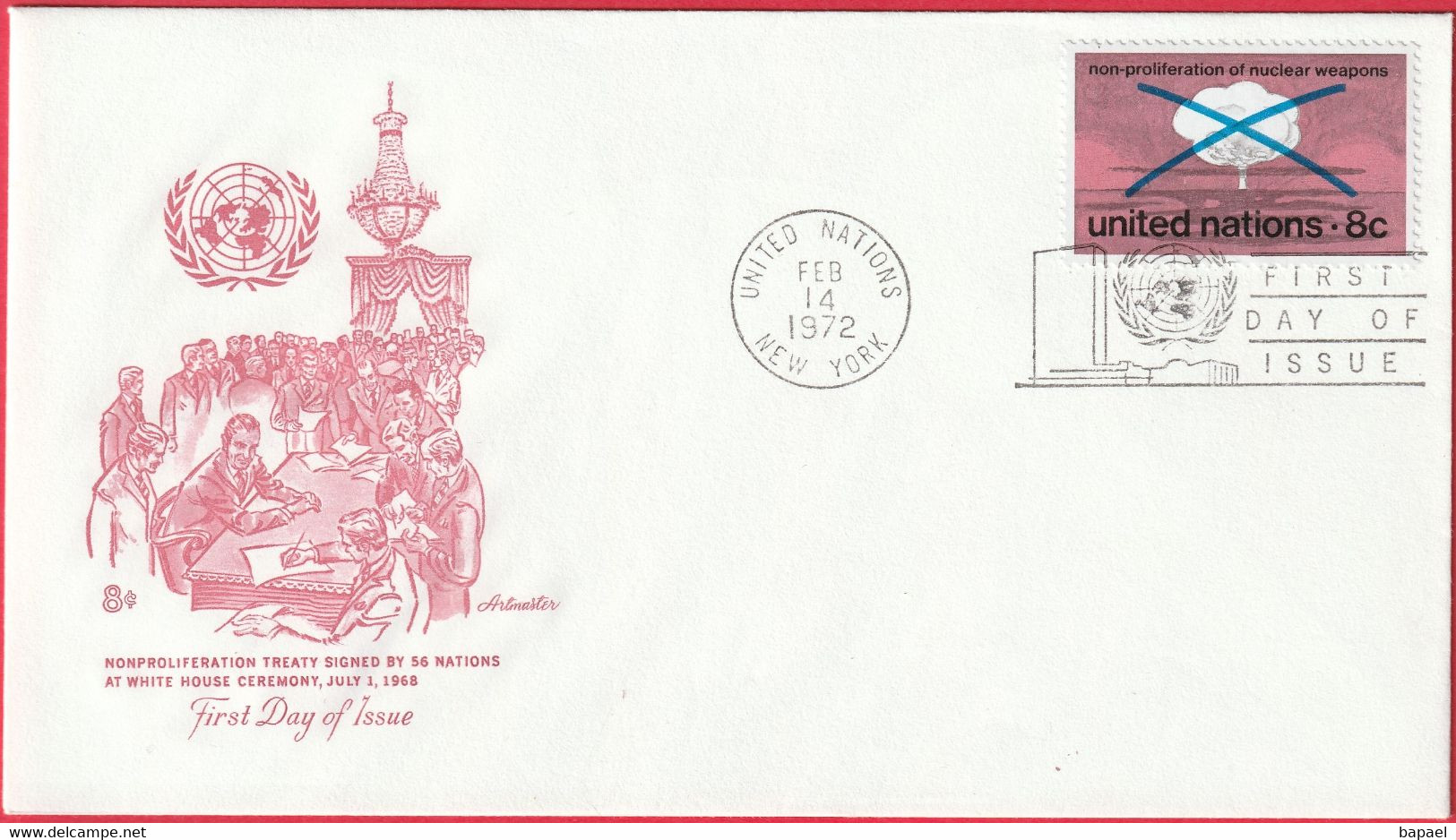 FDC - Enveloppe - Nations Unies - (New-York) (14-2-72) - Non Proliferation Of Nuclear Weapons - Lettres & Documents