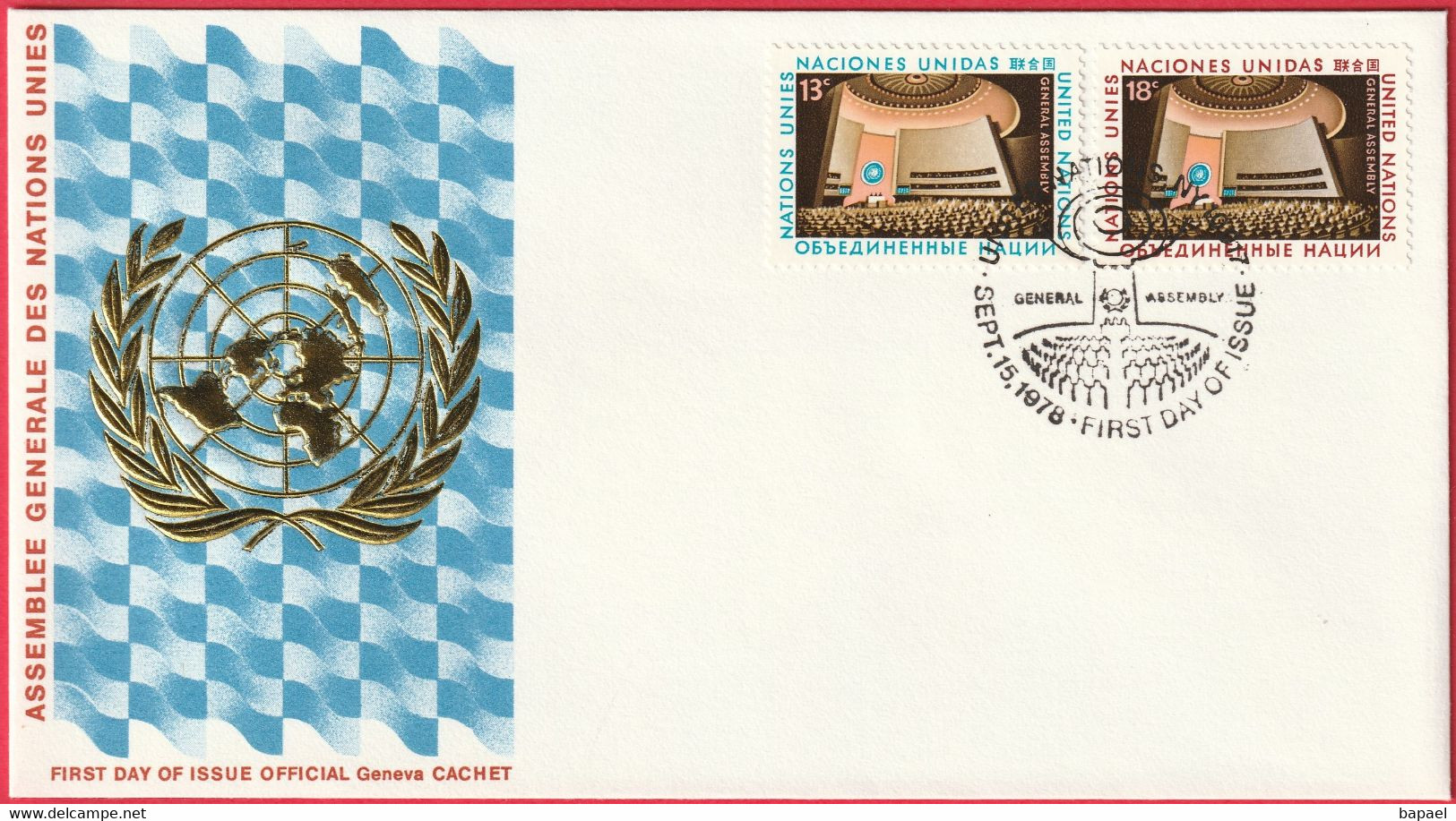 FDC - Enveloppe - Nations Unies - (New-York) (15-9-78) - Assemblée Générale Des Nations Unies (Recto-Verso) - Briefe U. Dokumente