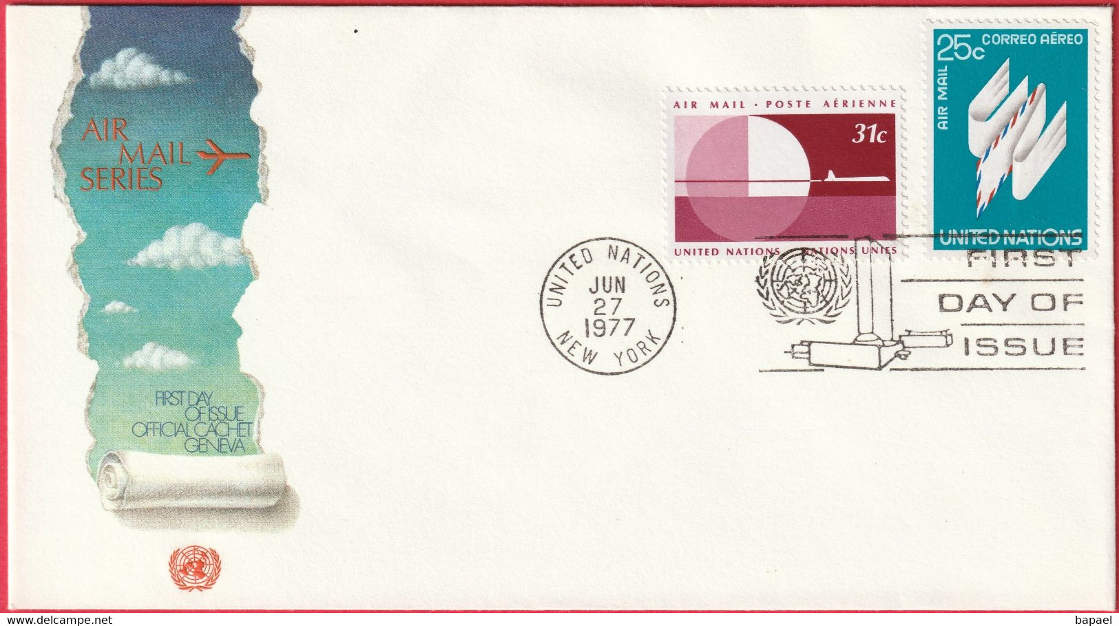 FDC - Enveloppe - Nations Unies - (New-York) (27-6-77) - Air Mail Series (Recto-Verso) - Lettres & Documents