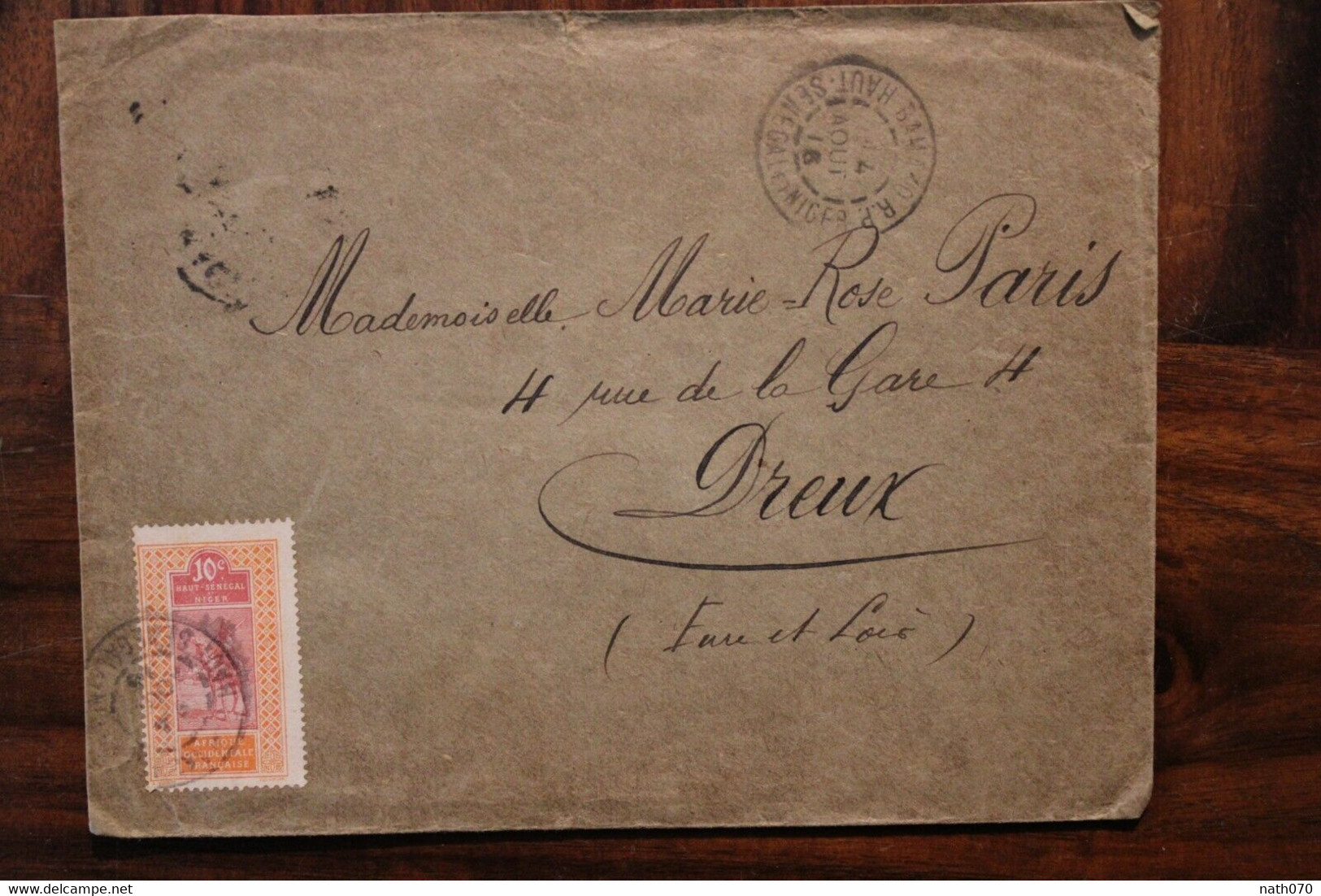 Haut Senegal Et Niger 1916 France Bamako Dreux Cover Timbre Seul Sur Lettre - Lettres & Documents