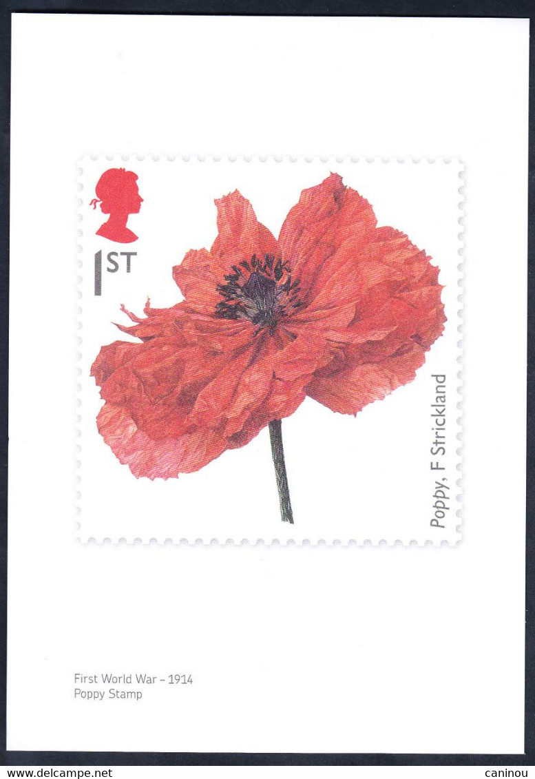 GRANDE-BRETAGNE ENCART POPPY 1ere GUERRE MONDIALE SANS TIMBRE 2014 - Cartas & Documentos