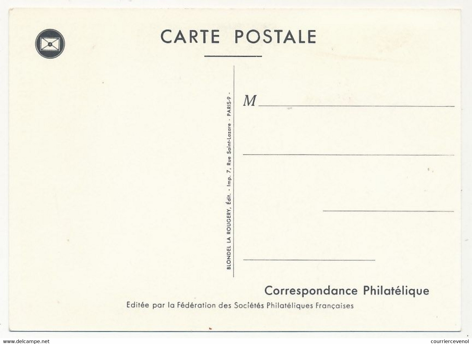 FRANCE - Carte Fédérale - Journée Du Timbre 1972 - 0,50  0,10 Facteur Rural - MARSEILLE - 18/3/1972 - Lettres & Documents