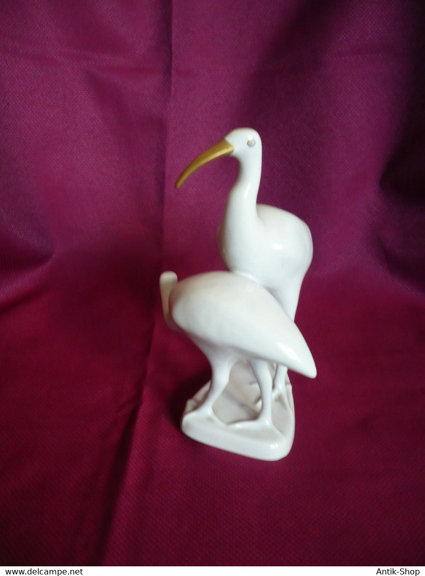 Porzellan Figur - Vogelpaar -  Mit Goldbemalung  (1004) Preis Reduziert - Hollóházá (HUN)