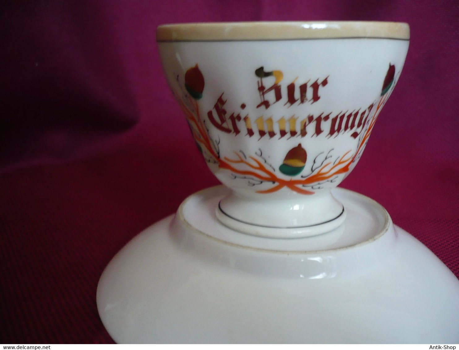 Biedermeier Tasse Mit UT - "Zur Erinnerung"  (1009) Preis Reduziert - KPM (DEU)