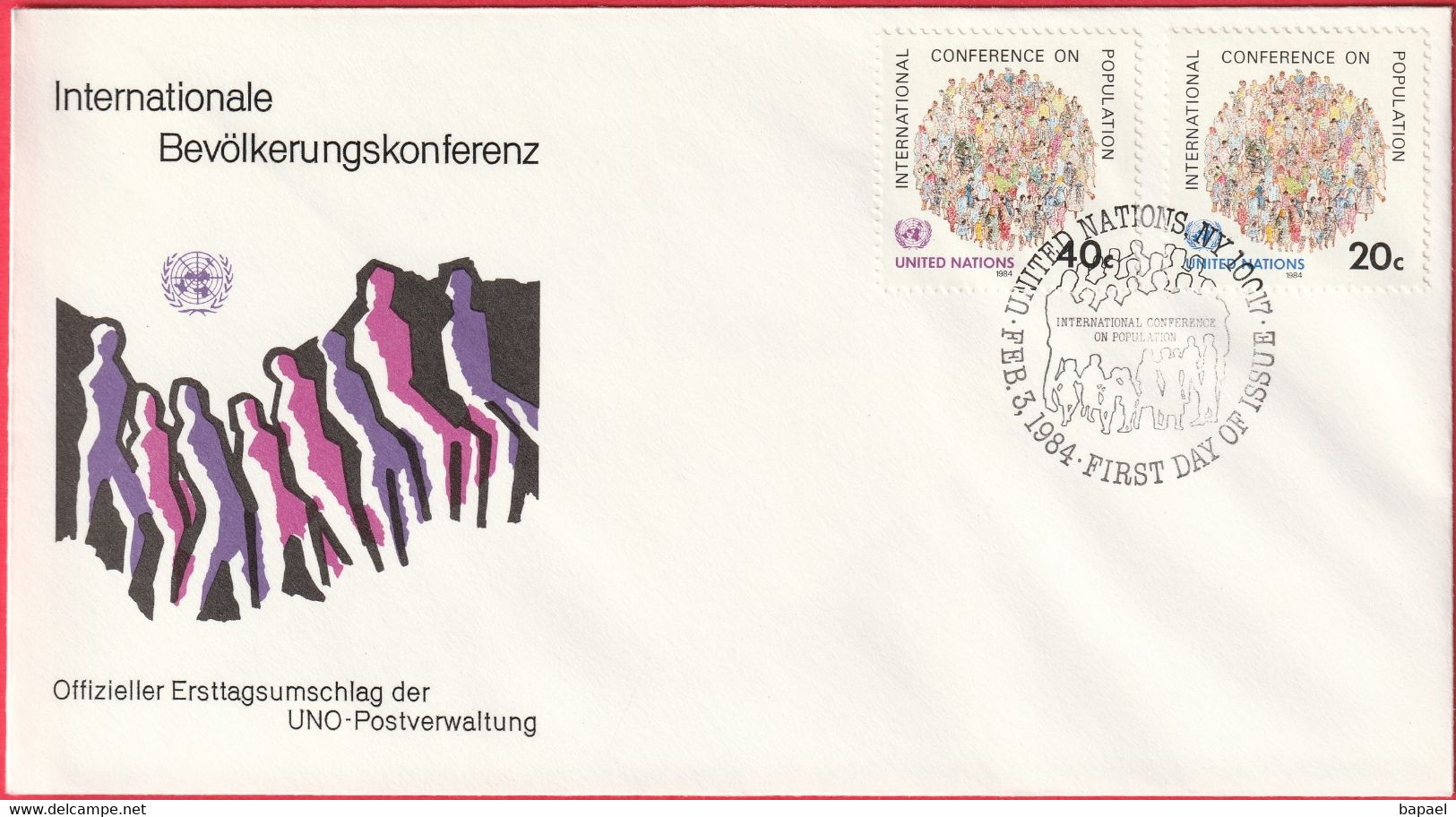 FDC - Enveloppe - Nations Unies - (New-York) (3-2-84) - Internationale Bevölkerungskonferenz (Recto-Verso) - Lettres & Documents