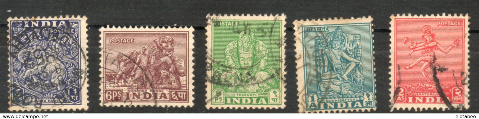 5  INDIA-1949 Yt 7,8,8,10,11-Dominio Británico. - Usati