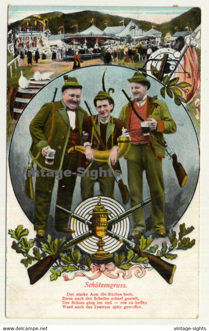 Schützengruss / Greeting From Rifleman (Vintage Postcard Litho 1907) - Tir (Armes)