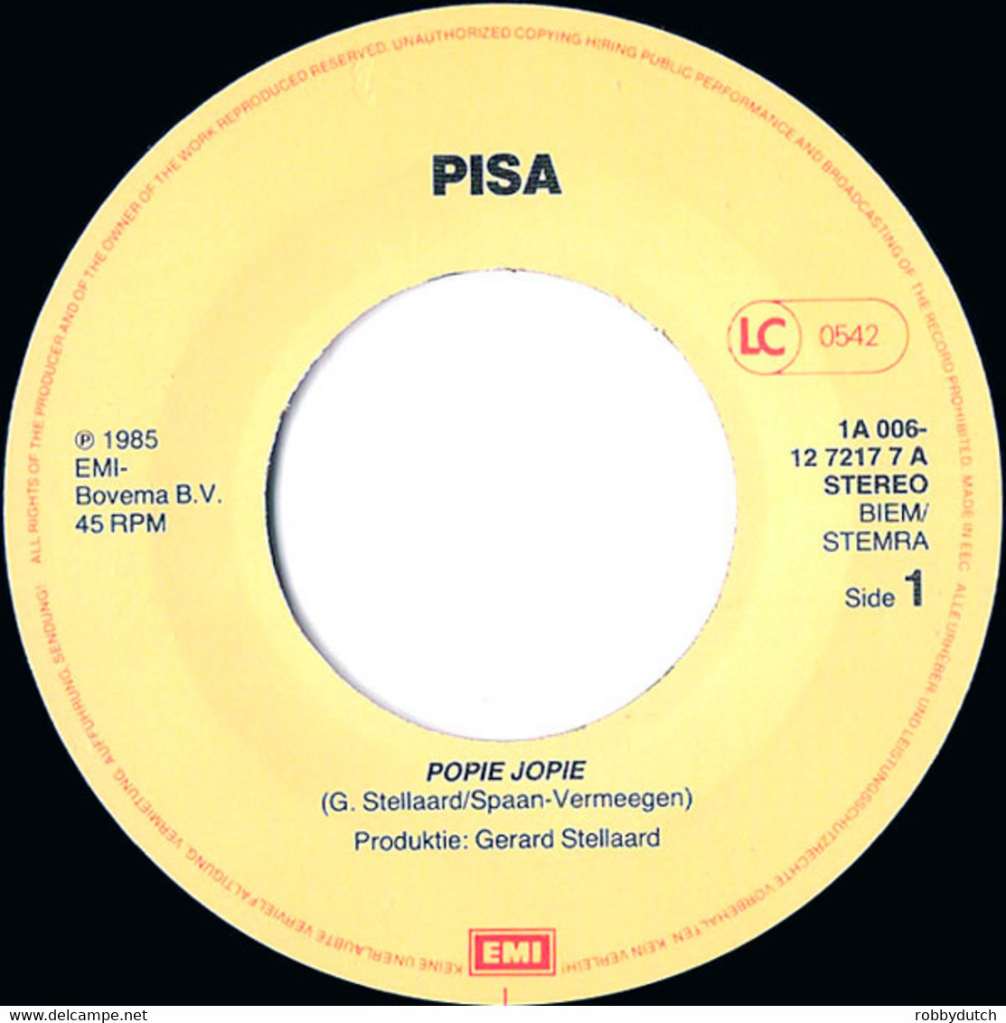 * 7" *  PISA - POPIE JOPIE (Holland 1985 EX) - Comiche