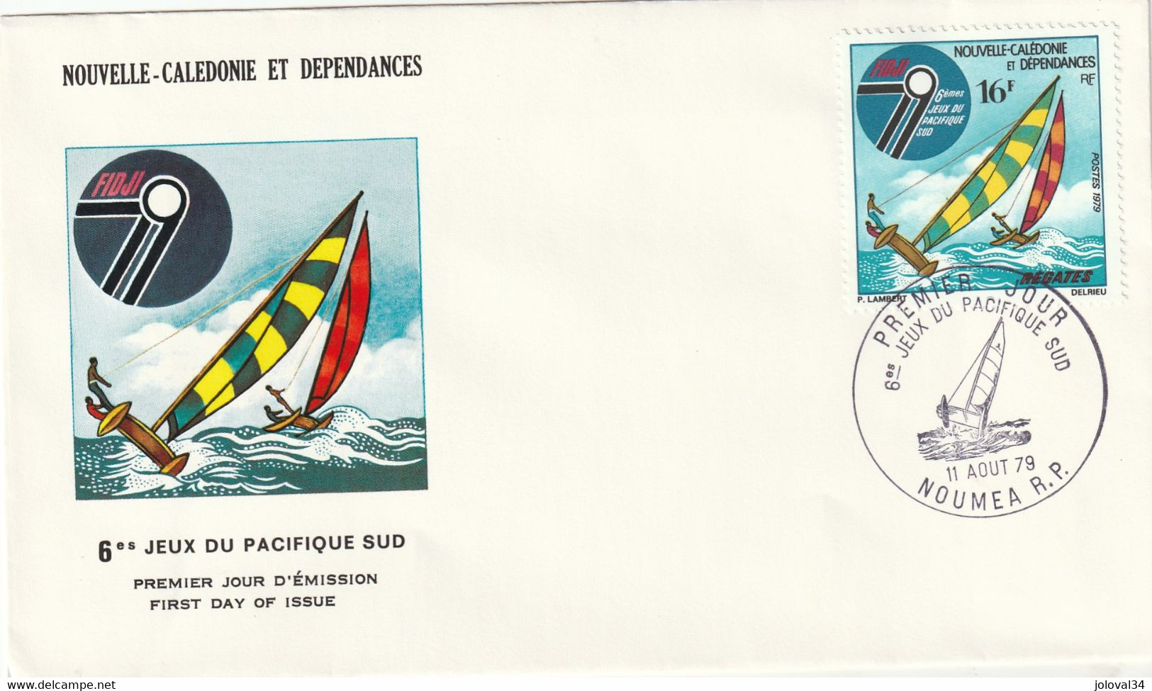 NOUVELLE CALEDONIE 1979 FDC Yvert 430 - Jeux Pacifique Sud - Bateau Voile - Covers & Documents