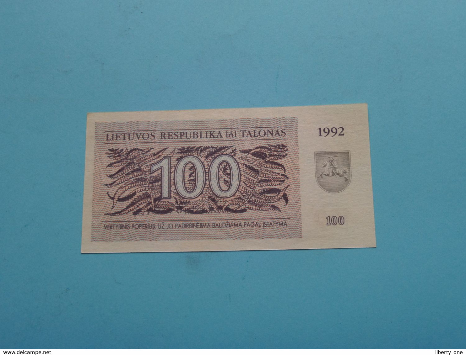 100 Talonas ( LEO56995 ) LIETUVOS Respublika / 1992 ( For Grade, Please See Photo ) UNC ! - Lituania