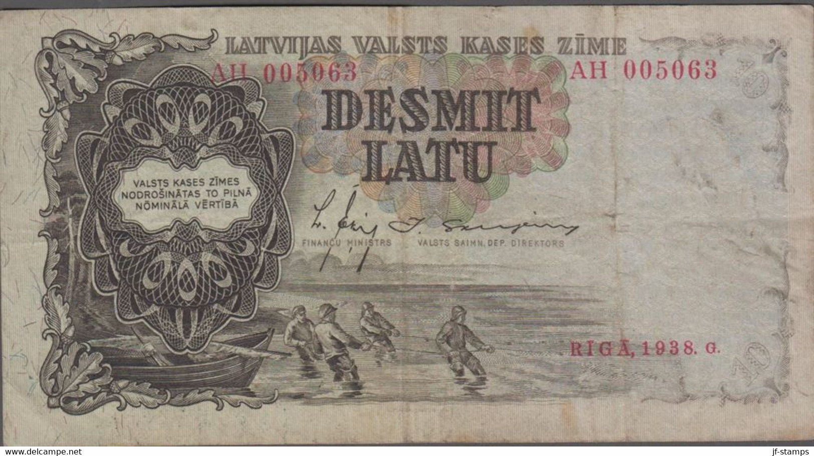 1938. LATVIJA LATVIJAS BANKAS. 10 LATU. Folds.  - JF524665 - Latvia