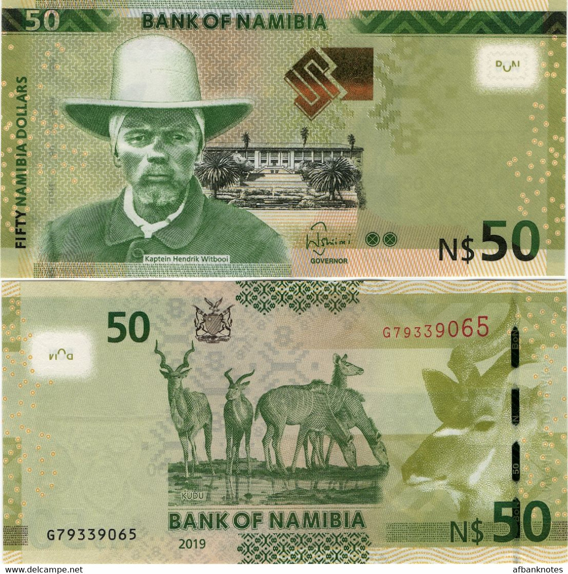 NAMIBIA       50 Dollars       P-13[c]       2019       UNC - Namibia