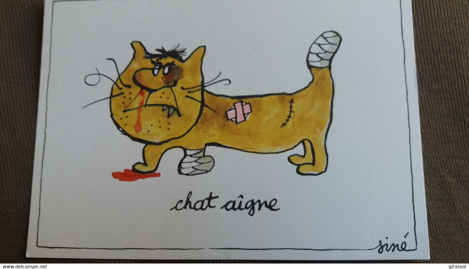 CPM ILLUSTRATEUR SINE SERIE HUMOUR JEU DE MOTS  CHAT CHAT AIGNE - Sine