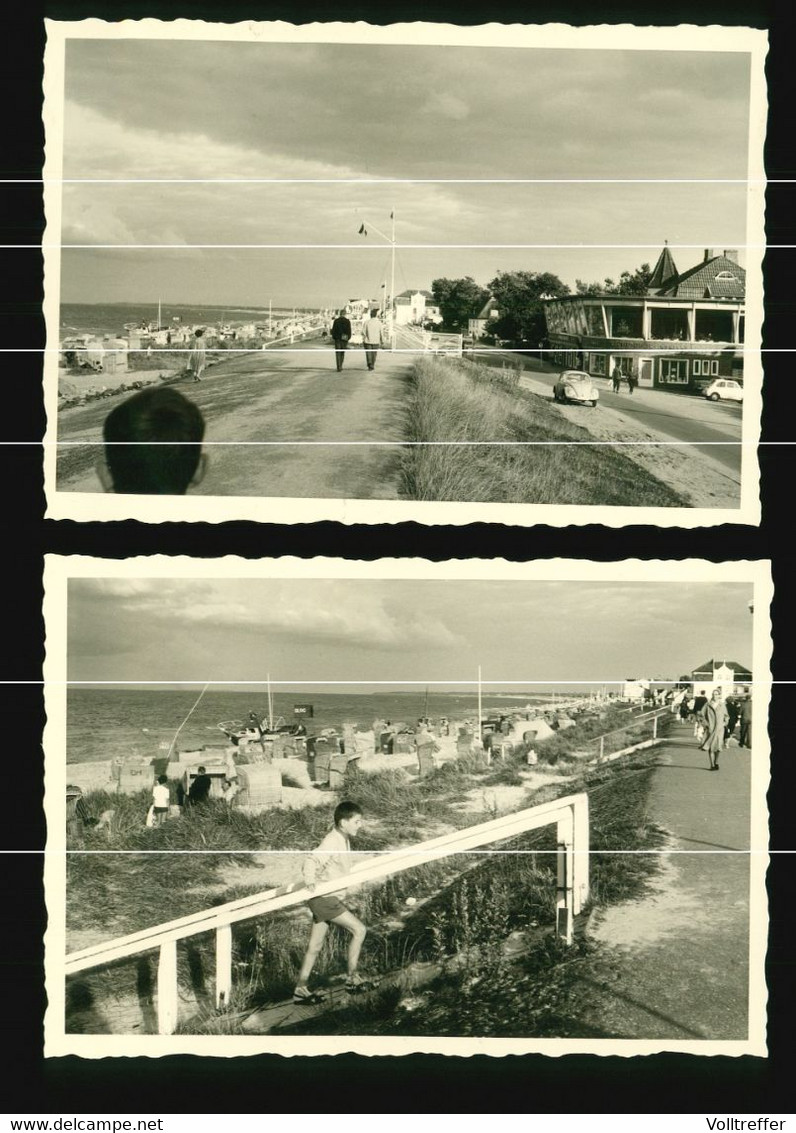 2x Orig. Foto 1966, Ortspartie Schönberger Strand, Ostsee Kreis Plön, Restaurant, Schöne Oldtimer, VW Käfer - Schönberg