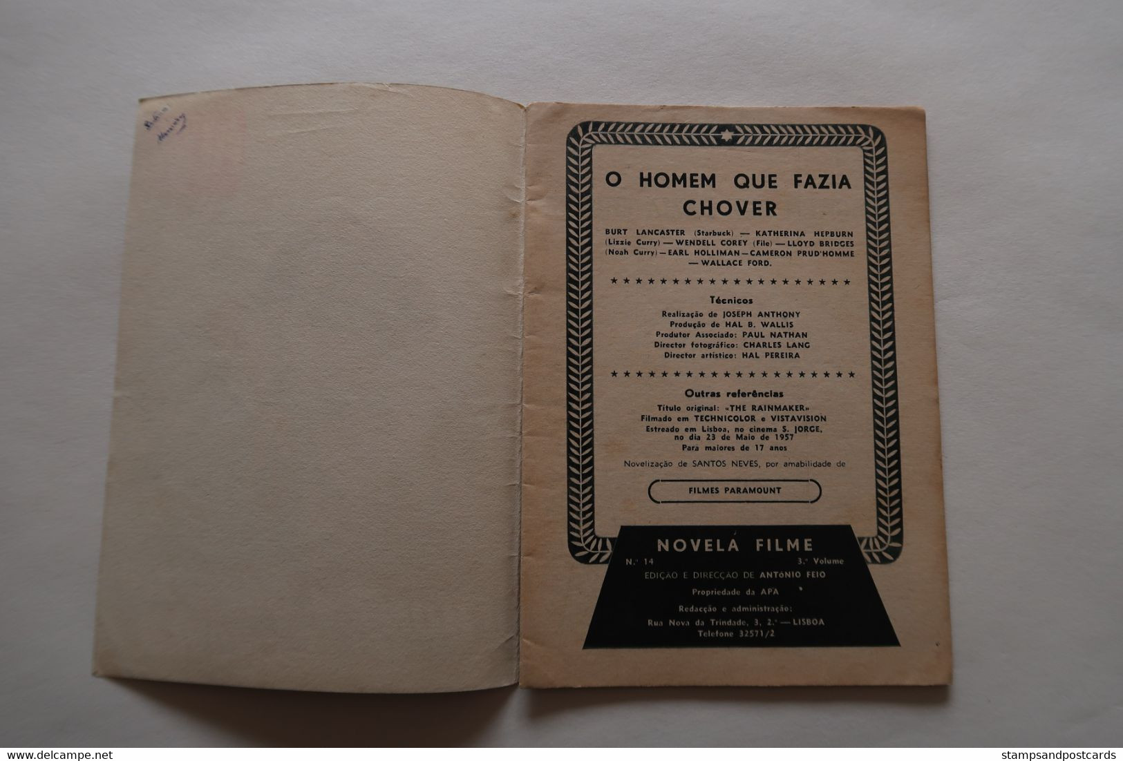 Portugal Revue Cinéma Movies Mag 1957 The Rainmaker Burt Lancaster Katherina Hepburn Cid Charisse - Cinéma & Télévision