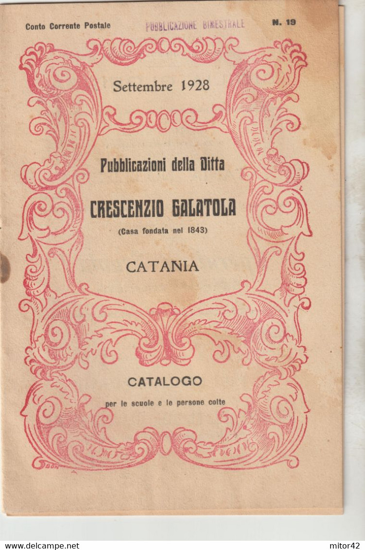 Libro-Opuscoletto-sc.7-Pubblicazioni Crescenzo Galatola-Catalogo Per Le Scuole E Le Persone Coltte-Catania 1928-Pag16 - Classiques