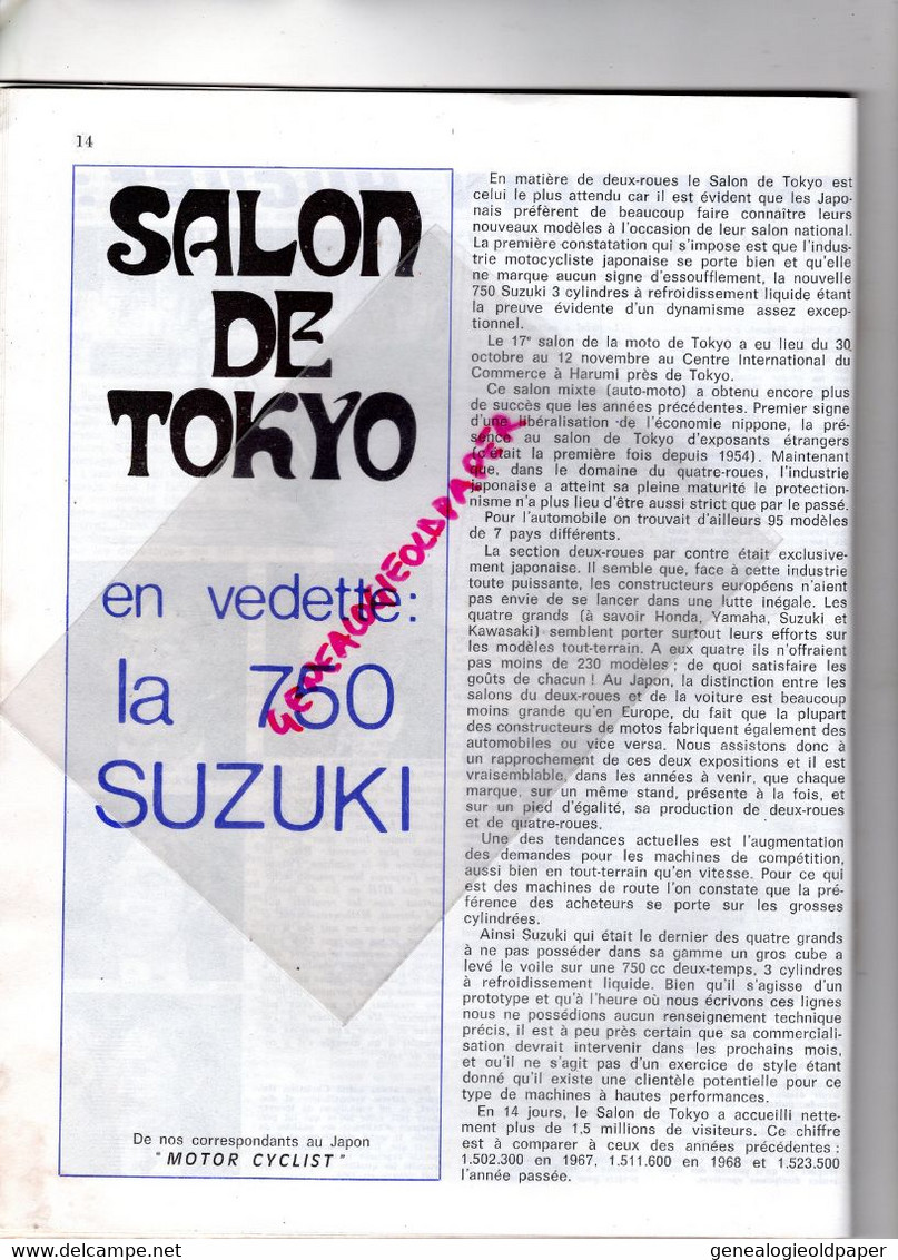 MOTO REVUE-1970- N° 2002-SALON TOKYO JAPON-HONDA-RALLYE VINCENT-SUZUJI 750-CHRISTIAN HUGUET-COUPES ARMISTICE-CANNES