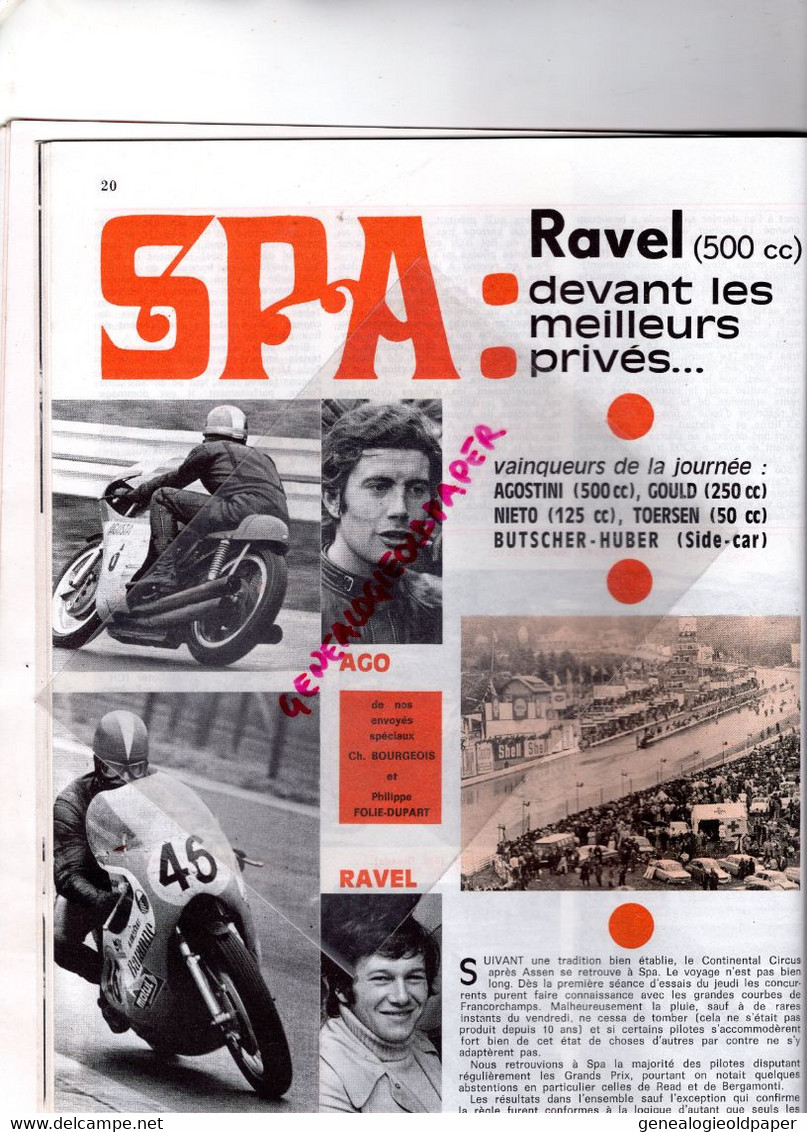 MOTO REVUE- 1970- N° 1989-SPA AGO ET RAVEL-MALAGUTI-VAL ISERE -MONTFORT LE ROTROU-MONTJUICH DEGENS GODDARD -DRESDA-DINAN