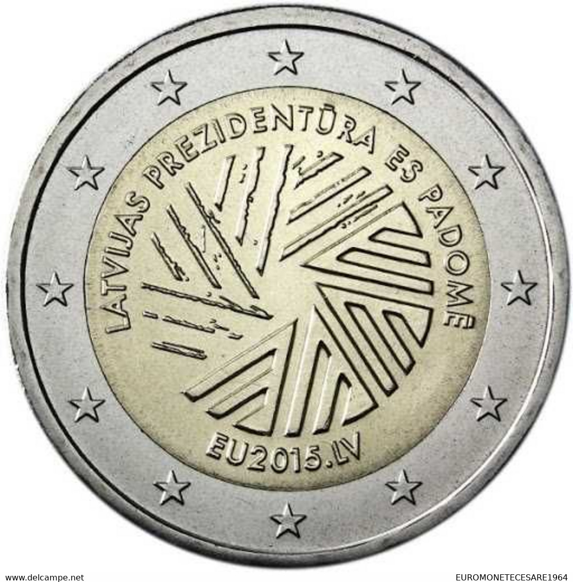 2 EURO LETTONIA   2015 COMMEMORATIVO PRESIDENZA DEL CONSIGLIO EUROPEO  FIOR DI CONIO     B.U. FROM ROLLS - Lettonie