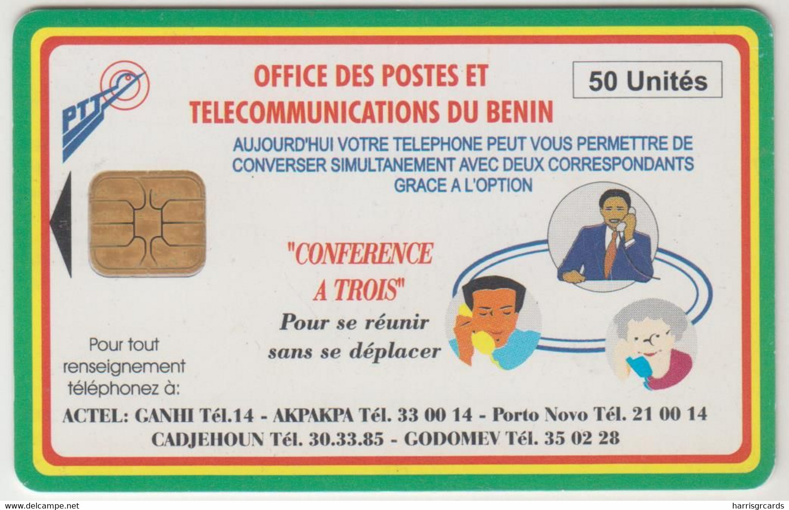 BENIN - Conférence À Trois (White Reverse), OPT, 50 U, CN At The Left, Used - Benin