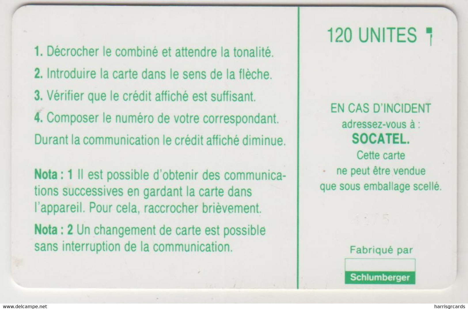 CENTRAL AFRICAN REPUBLIC - Logo Green (SC5), Socatel, 120 U, Used - Central African Republic