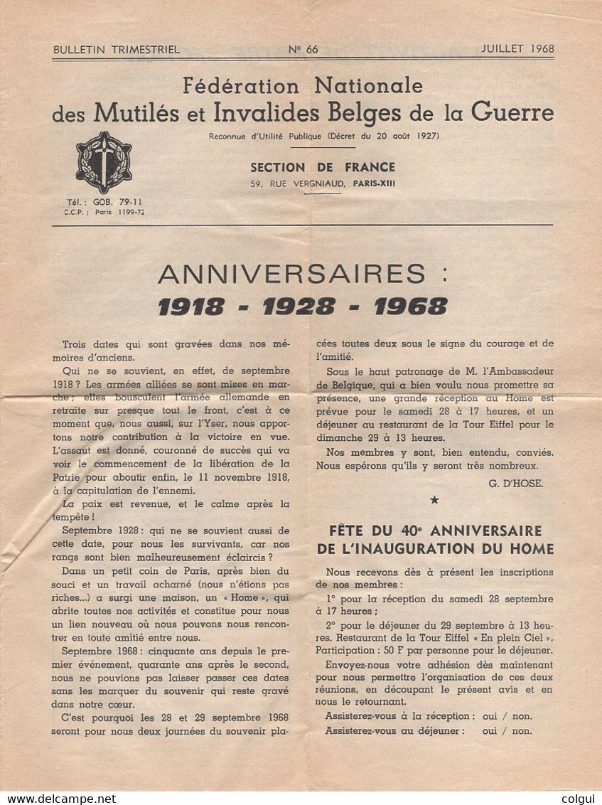 Fédération Des Mutilés Et Invalldes Belges De La Guerre - Other & Unclassified