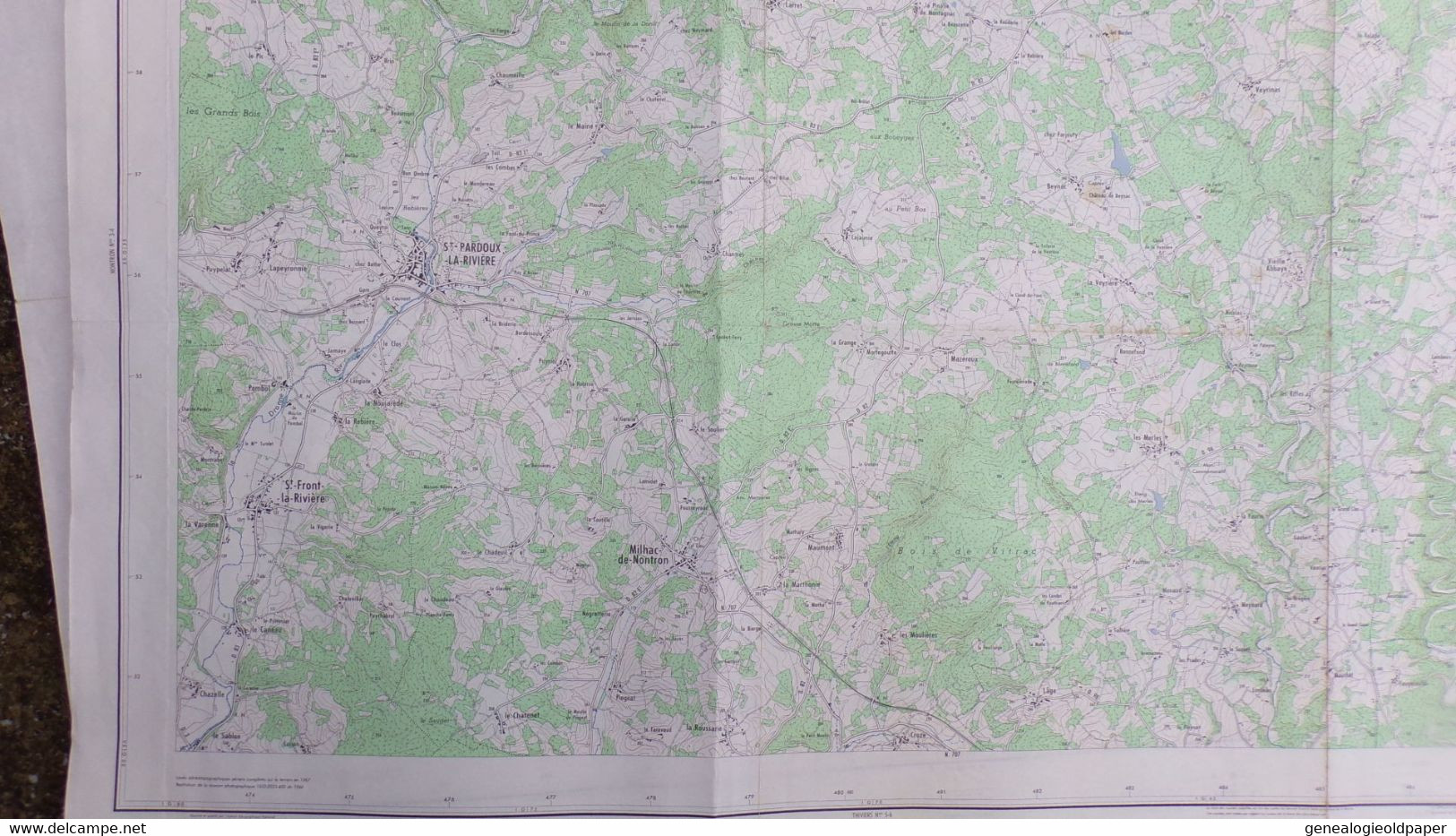 24- THIVIERS -CARTE GEOGRAPHIQUE 1967-SAINT ST PARDOUX RIVIERE-MILHAC NONTRON-CHAMPS ROMAIN-ST FRONT -BEYNAC-JUBERTIE- - Topographische Kaarten