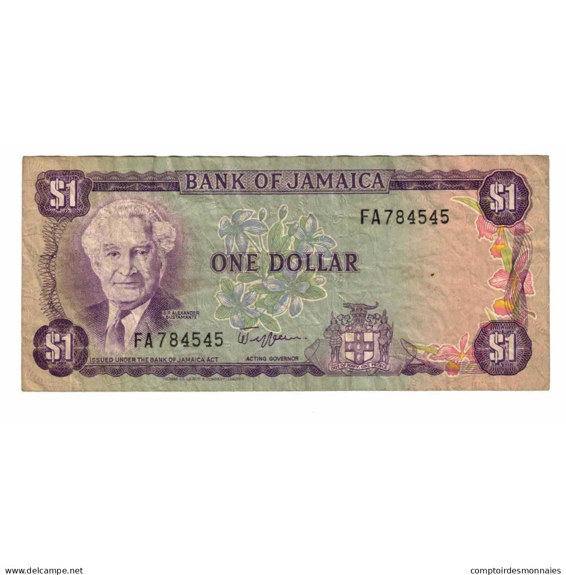 Billet, Jamaïque, 1 Dollar, Undated (1970), KM:54, TTB - Jamaique