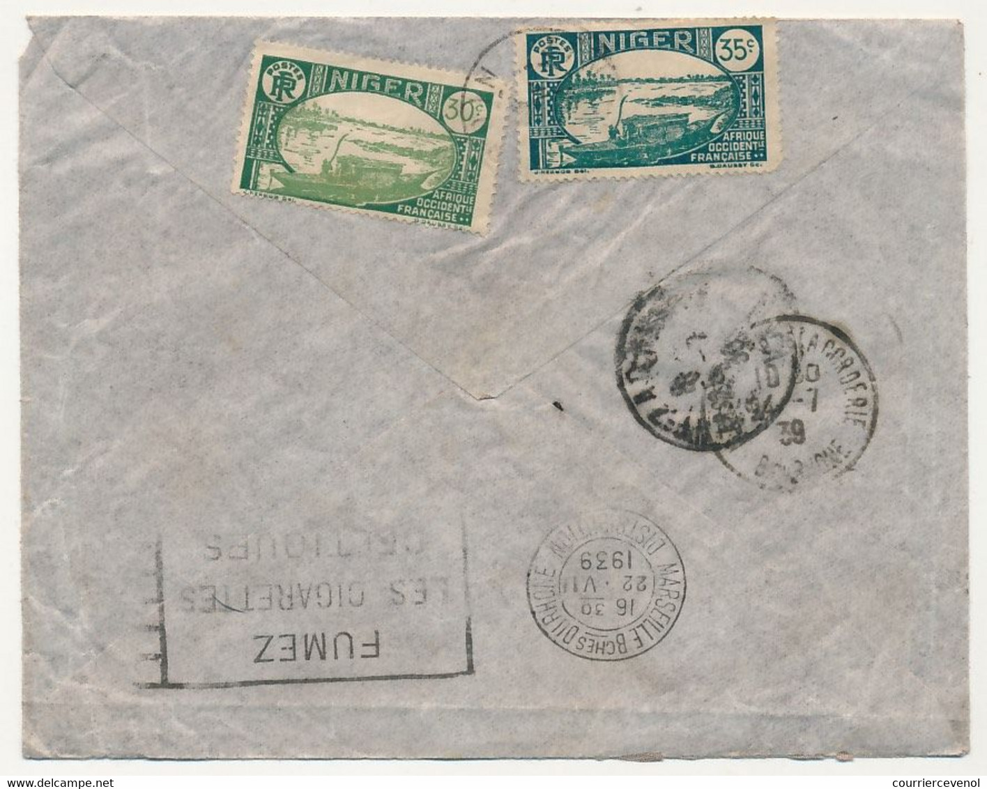 NIGER - Enveloppe Affranchissement Composé Recto Et Verso - Divers TP - 1939 - Storia Postale