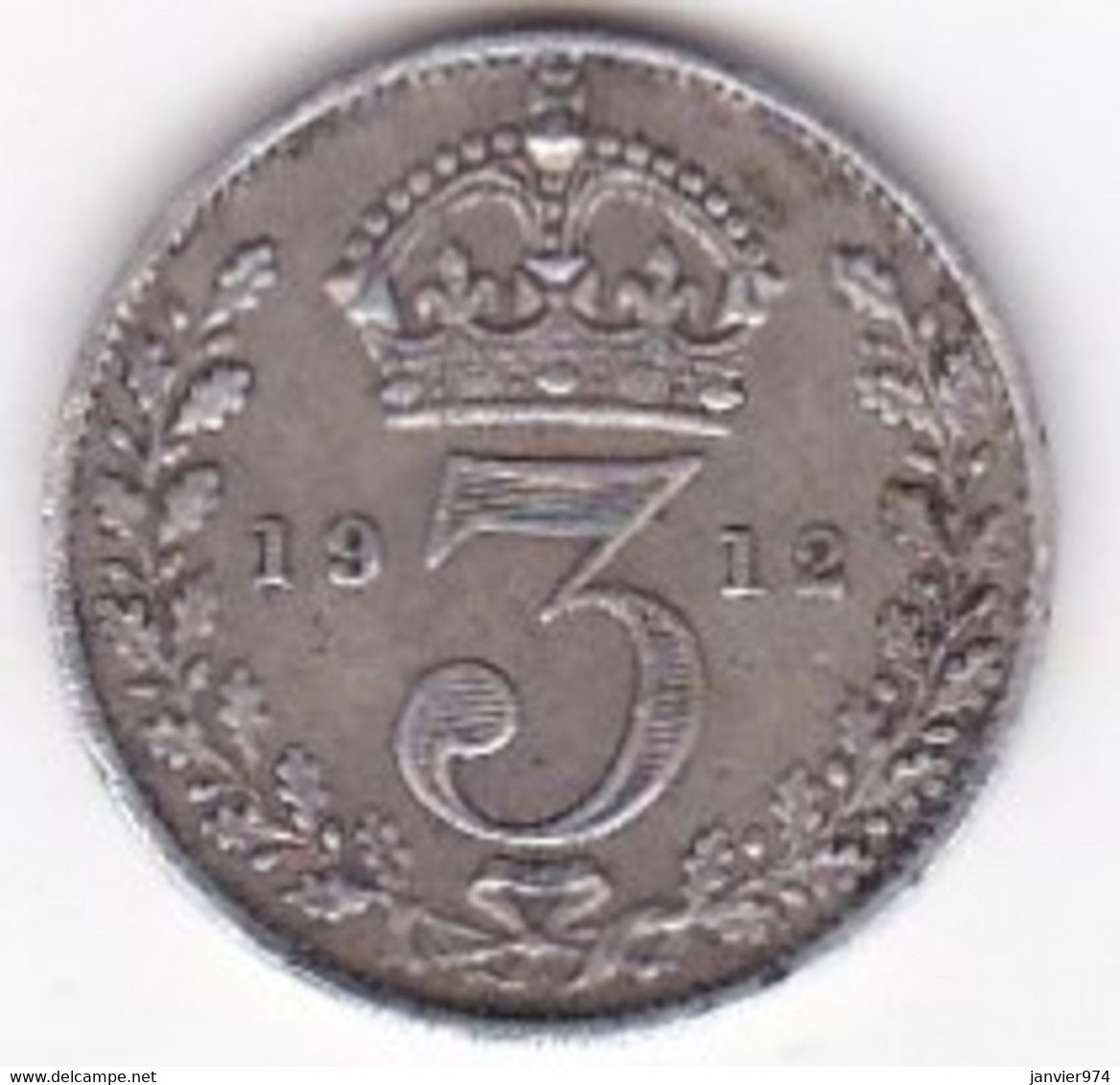 Grande Bretagne. 3 Pence 1912 . George V, En Argent , KM# 813 - F. 3 Pence