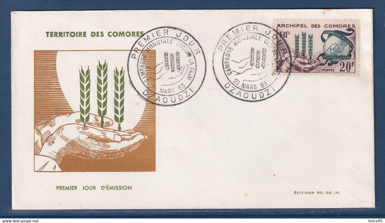 ⭐ Comores - FDC - Premier Jour - Campagne Mondiale Contre La Faim - 1963 ⭐ - Covers & Documents