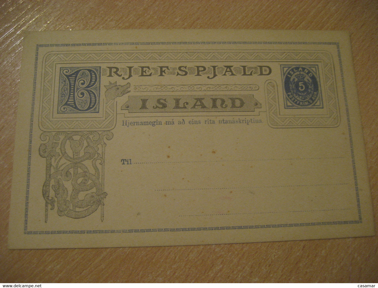 5 Aur Rjefspjald Island Postal Stationery Card ICELAND - Entiers Postaux